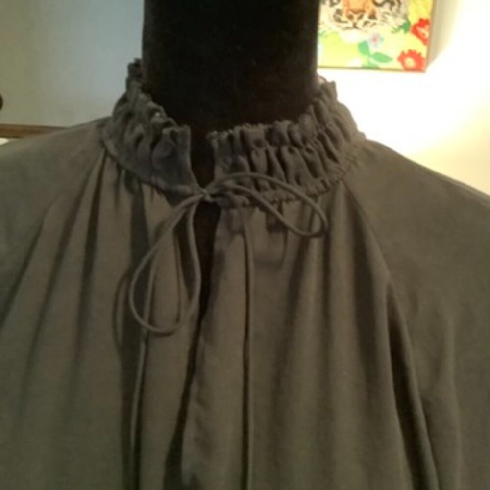 Black LOFT Tie Neck Swing Blouse